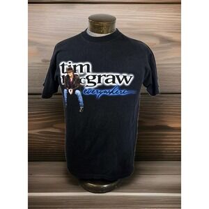 Vintage 90s Tim McGraw Everywhere Tour T Shirt Mens L‎ Black Short Sleeve Double